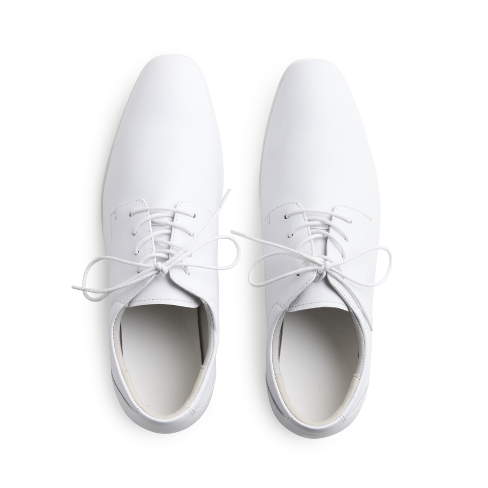 Men's White Lace Up Leather Loafer Temple Shoe