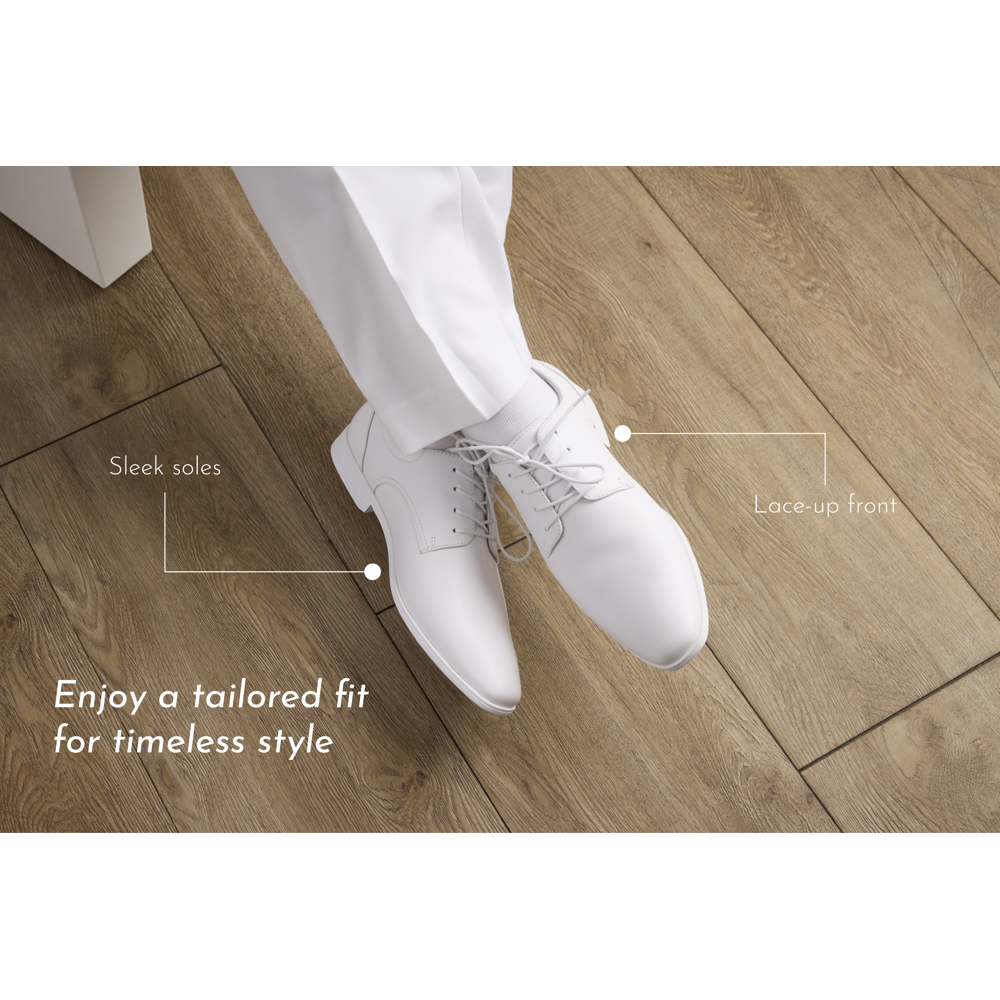 Men's White Lace Up Leather Loafer Temple Shoe